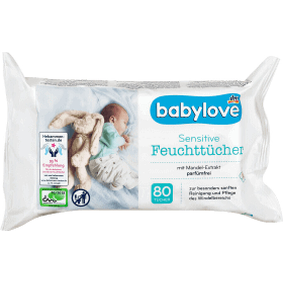 Salviettine umidificate Babylove Sensitive, 80 pz