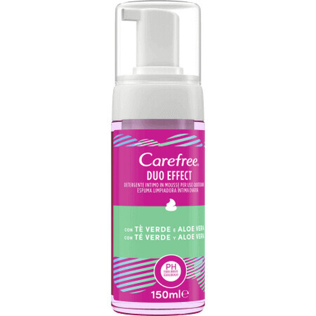 Schiuma Carefree per l'igiene intima con aloe e tè verde, 150 ml