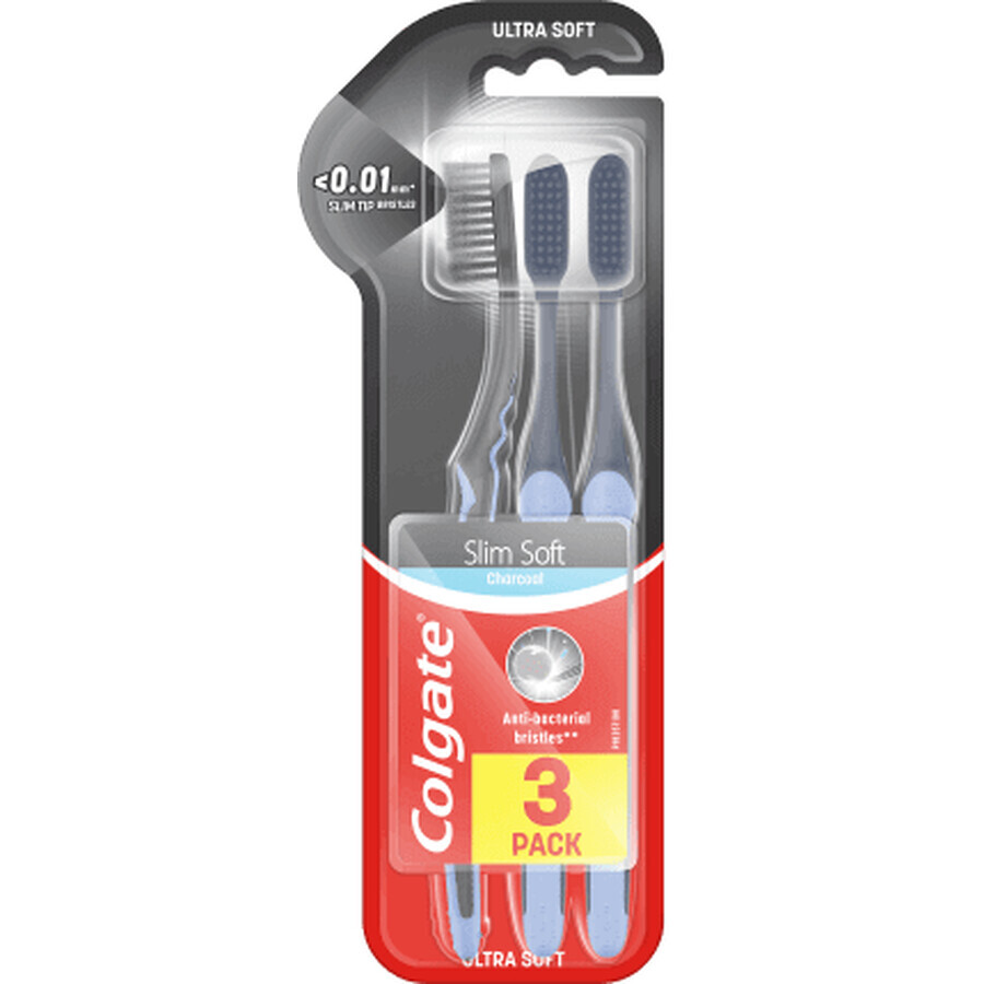 Colgate Toothbrush Slim Soft Charcoal, 3 pcs