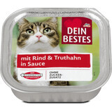 Dein Bestes Kasserolle Nassfutter für Katzen mit Rind & Pute in Sauce, 100 g