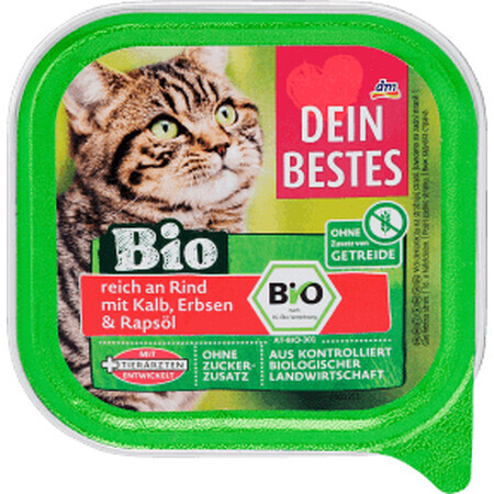 Dein Bestes Cibo umido per gatti ECO con manzo, piselli e olio di colza, 100 g