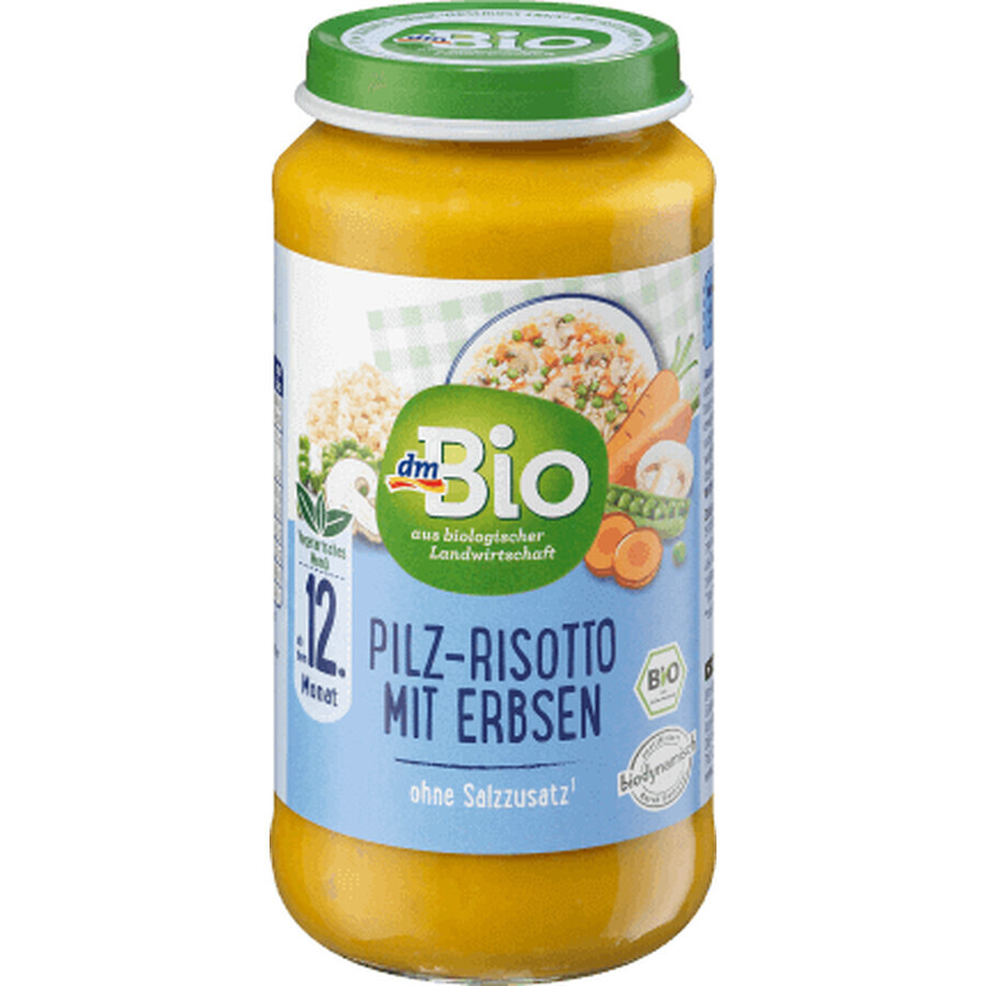 DmBio Menù Vegetariano Risotto Funghi e Piselli ECO 12+, 250 g