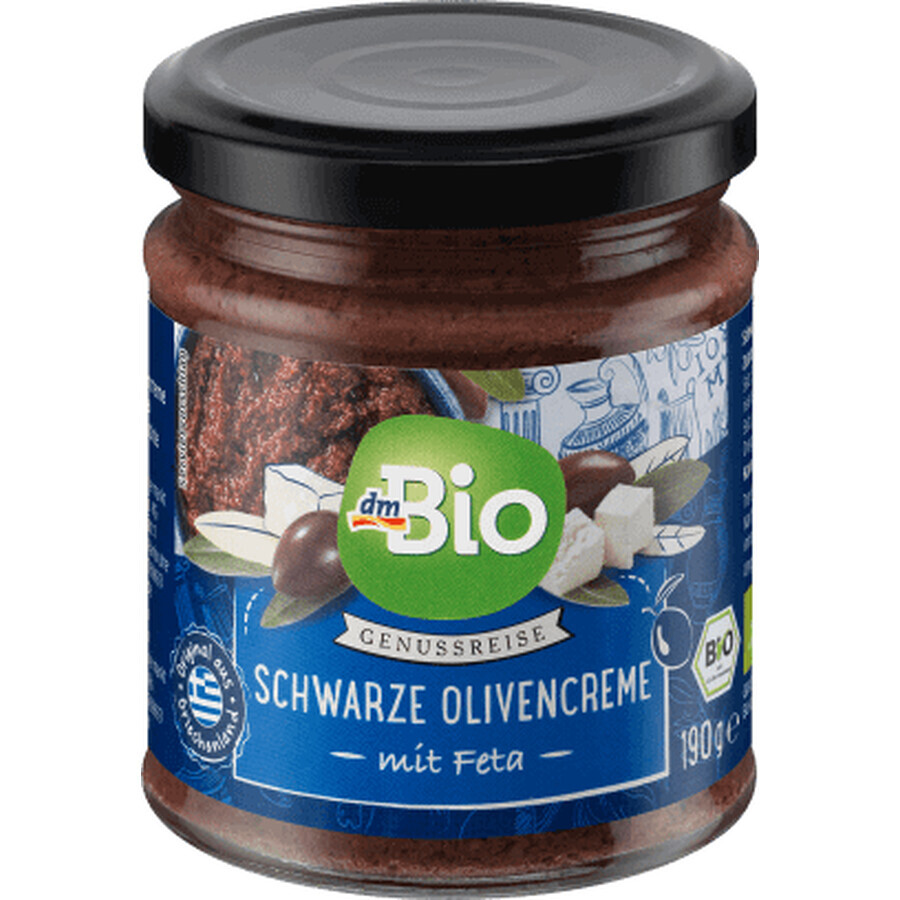 DmBio Schwarzer Olivenaufstrich mit ECO-Feta, 190 g