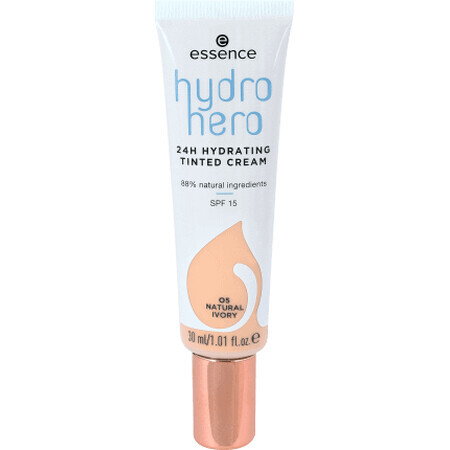 Essence Cosmetics Hydro Hero Crema idratante colorata 24h 05 Avorio Naturale, 30 ml