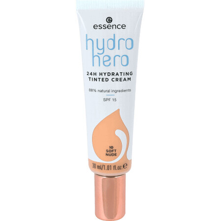 Essence Cosmetics Hydro Hero Crema idratante colorata 24h 10 Soft Nude, 30 ml