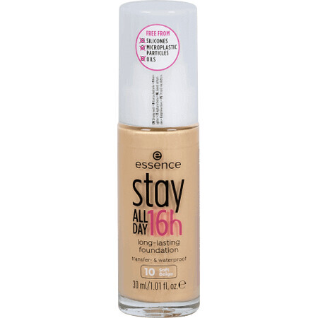 Essence Cosmetics Stay All Day 16h Fondotinta Lunga Tenuta 10 Soft Beige, 30 ml