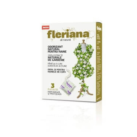 fleriana Natural anti moth clothes freshener jasmine, 3 pieces