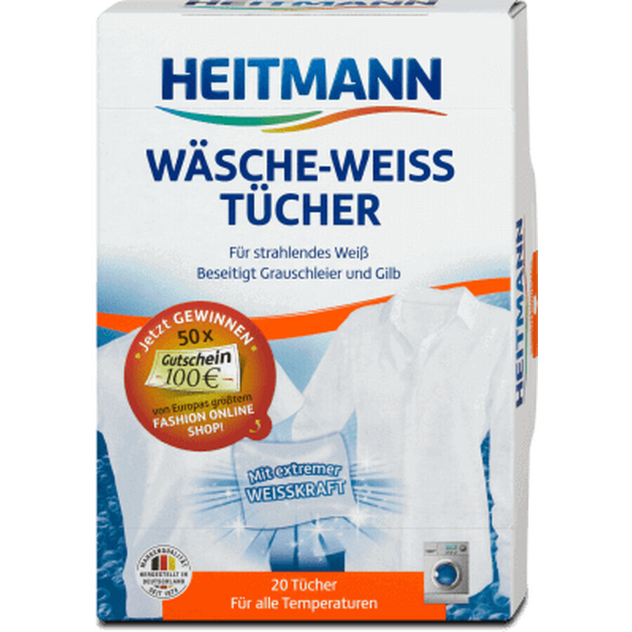 HEITMANN White laundry wipes, 20 pcs