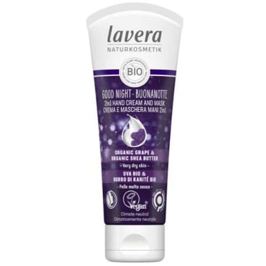 lavera GOOD NIGHT maschera crema per le mani all'uva, 75 ml