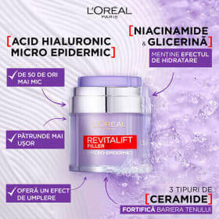 Loreal Face Cream with Hyaluronic Acid, 50 ml, 50 ml