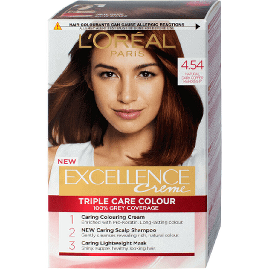 Loreal Paris EXCELLENCE CREME Tintura permanente per capelli con ammoniaca 4.54, 1 pz