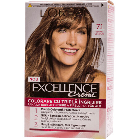 Loreal Paris EXCELLENCE CREME Tintura permanente per capelli con ammoniaca 7.1, 1 pz