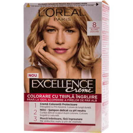 Loreal Paris EXCELLENCE CREME Permanent hair dye with ammonia 8, 1 pc