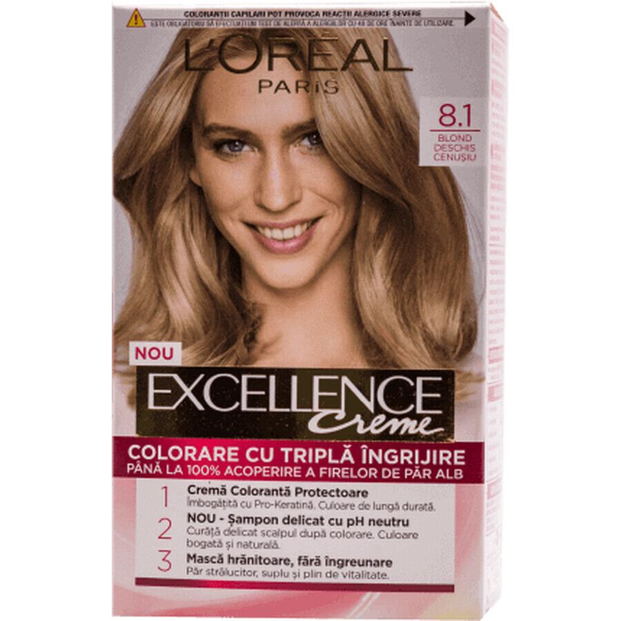 Loreal Paris EXCELLENCE CREME Permanente haarverf met ammoniak 8.1, 1 st