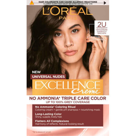 Loreal Paris EXCELLENCE CREME Tintura permanente 2U marrone più scuro, 1 pz