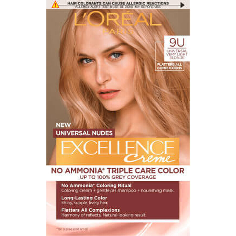 Loreal Paris EXCELLENCE CREME Tintura permanente 9U biondo chiaro, 1 pz