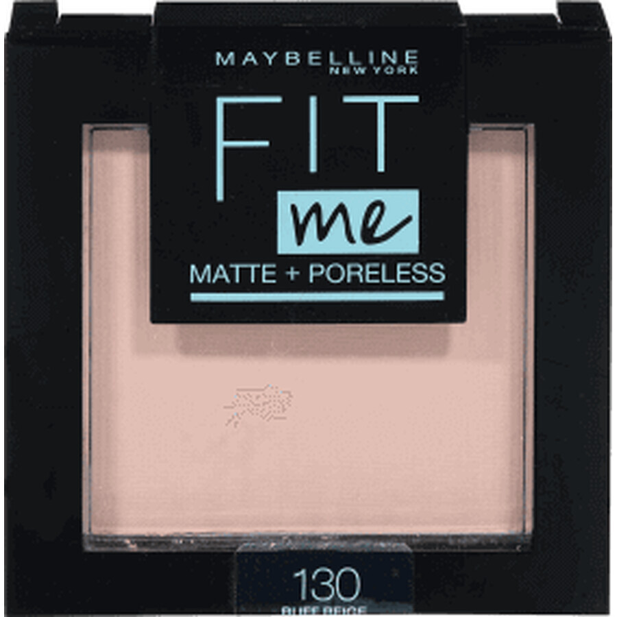 Maybelline New York Fit Me Matte+ Cipria compatta senza pori 130 Buff Beige, 9 g