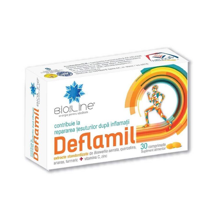 Deflamil antiinflamatorio con boswellia y cúrcuma BioSunLine, 30 cpm comprimidos, Helcor