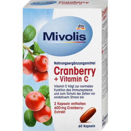 Mivolis Cranberry + Vitamin C capsules, 60 pcs