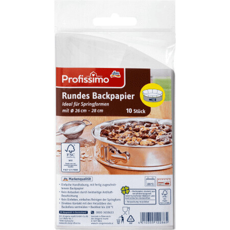 Profissimo Carta da forno, rotonda diametro 37 cm, 10 pz