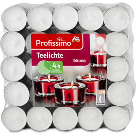 Profissimo Candele pillola con copertura in alluminio, 100 pz