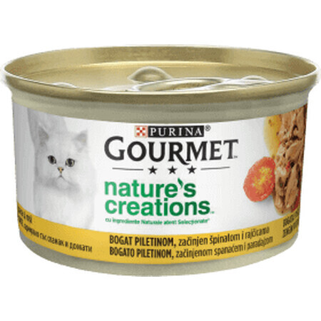 Purina Gourmet Alimento umido per gatti con pomodorini e spinaci, 85 g