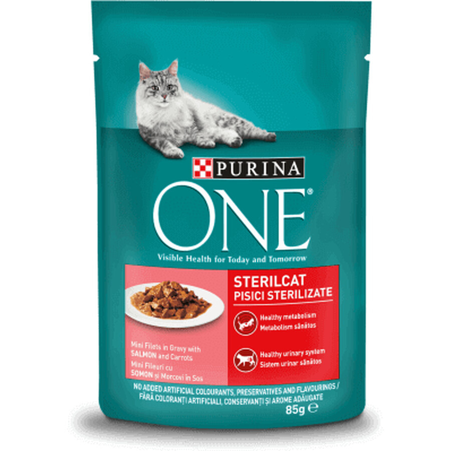 Purina One Alimento umido per gatti con salmone, 85 g