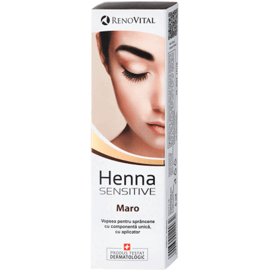 RENOVITAL Henna Sensitive crema colorante per sopracciglia castane, 6 g