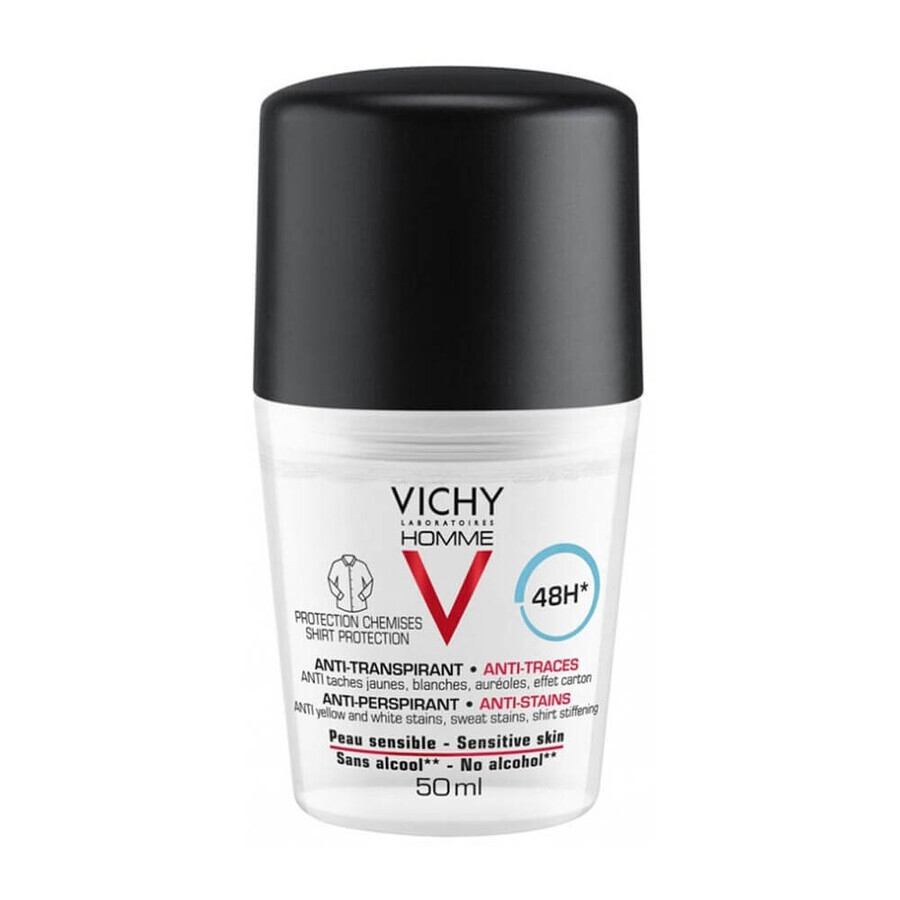 Vichy Homme Antiperspirant Roll-On Deodorant for Men 48h, 50 ml