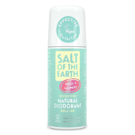 Salt Of The Earth Pure Aura Roll-On Deodorant with Watermelon and Cucumber, 75 ml, Crystal Spring