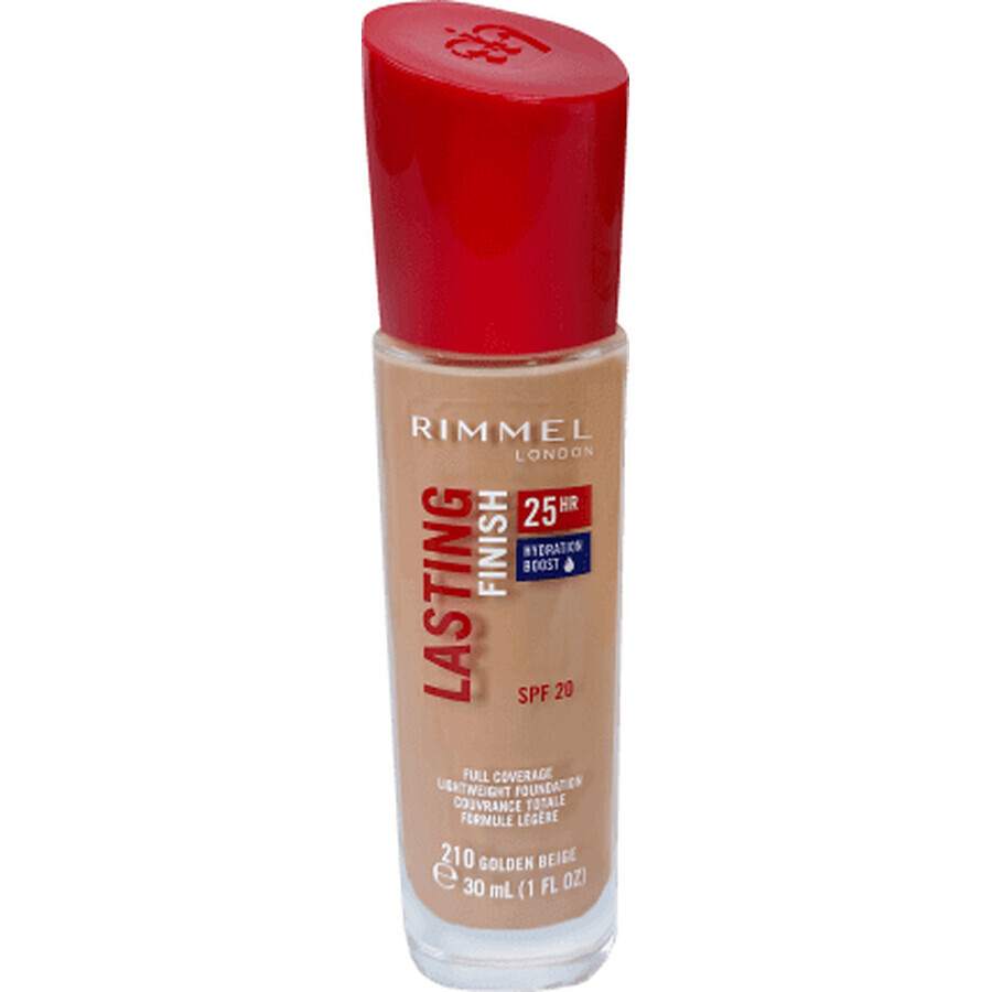 Rimmel London Foundation Finitura duratura 25 ore, 210 Beige dorato, 30 ml