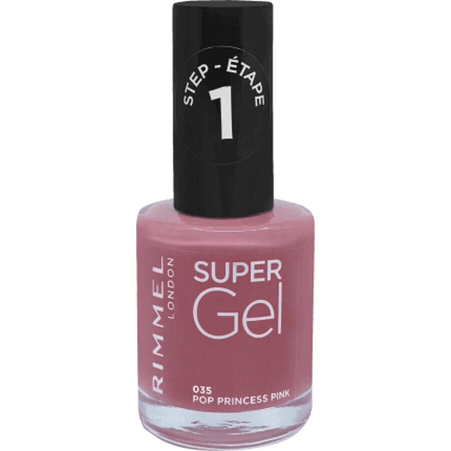 Rimmel London Super Gel Nail Polish 035 Pop princess pink, 12 ml