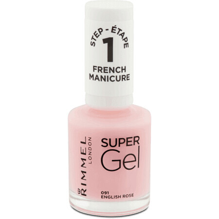 Rimmel London Smalto per unghie Super Gel French Manicure 091 Rosa inglese, 12 ml