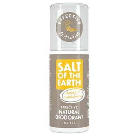 Salt Of The Earth, spray déodorant unisexe à l'ambre et au bois de santal, 100 ml, Crystal Spring