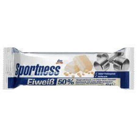 Sportness Barretta proteica al gusto di cioccolato bianco e croccante, 45 g