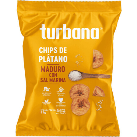 Turbana Chips di piantaggine al forno con sale marino, 85 g