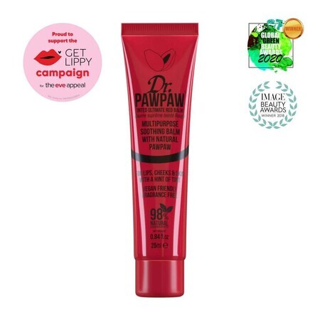 Balsamo vegano multifunzionale, tonalità Hot Red, Dr. PAWPAW, 25 ml