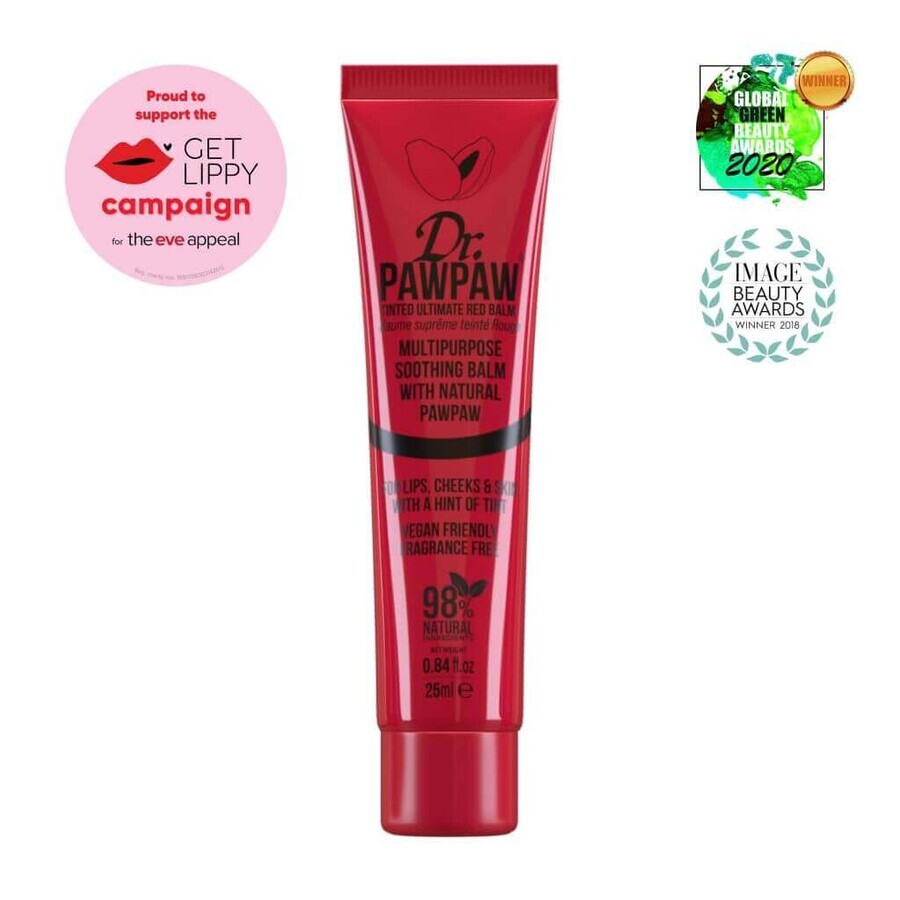 Balsamo vegano multifunzionale, tonalità Hot Red, Dr. PAWPAW, 25 ml