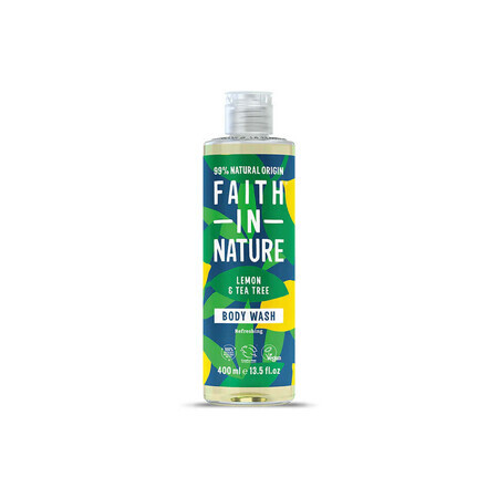 Gel doccia naturale rinfrescante, con estratto di limone e tea tree, Faith in Nature, 400 ml