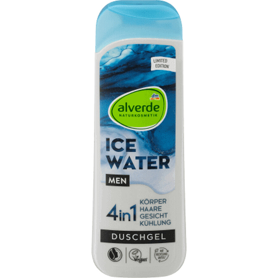 Alverde Naturkosmetik MEN Gel doccia con acqua ghiacciata 4 in 1, 250 ml