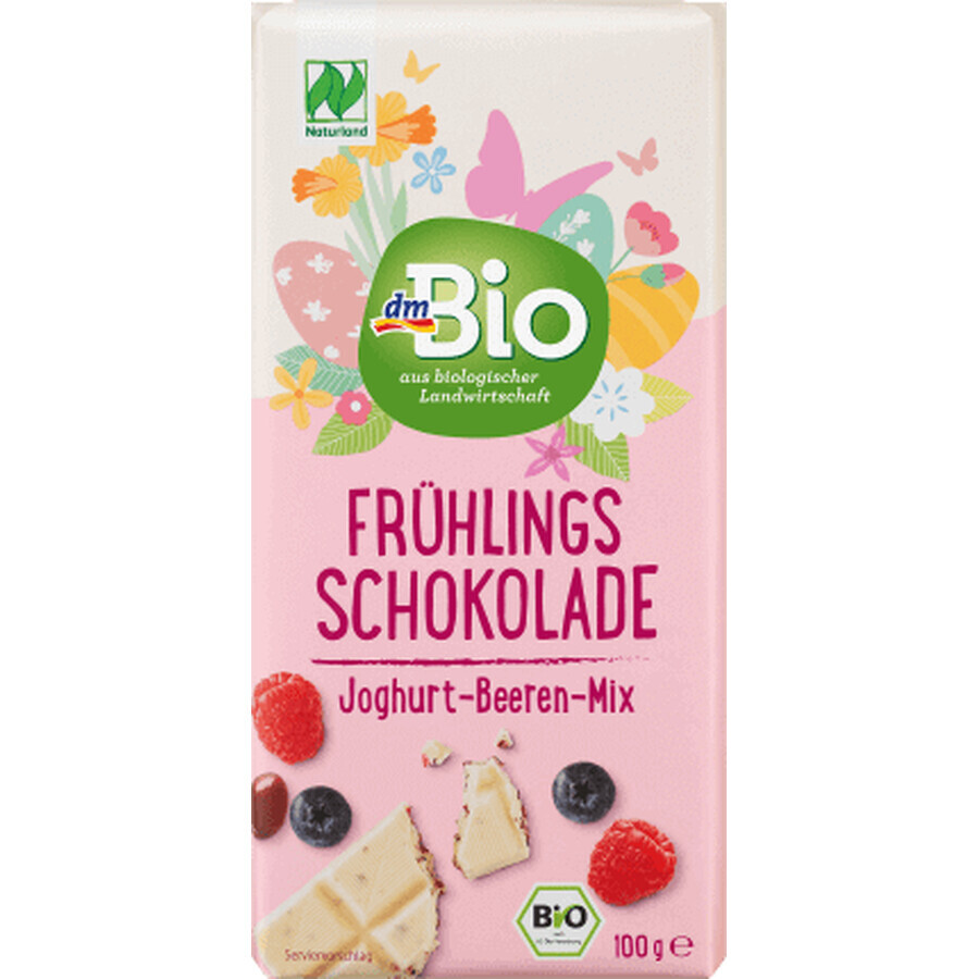 DmBio Cioccolato bianco con yogurt e frutti di bosco ECO, 100 g