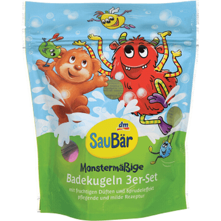 SauBär Set di 3 palline da bagno per bambini, 1 pz
