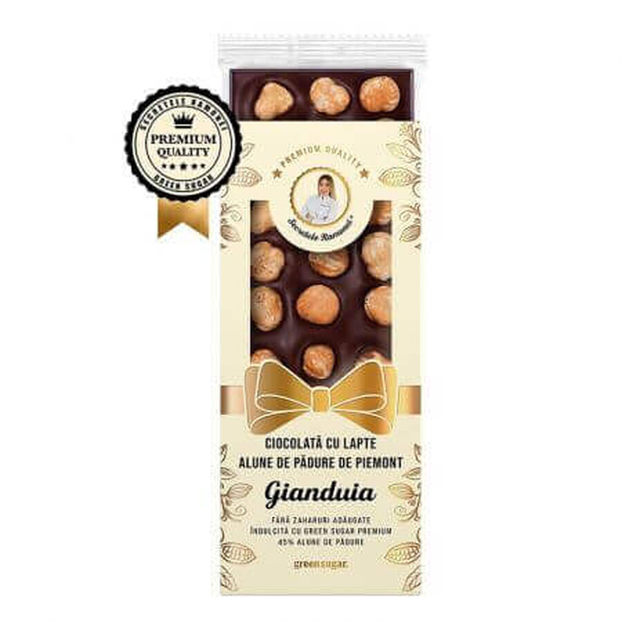 Cioccolato al latte alla Nocciola di bosco del Piemonte - Gianduia, 110 g, Remedia
