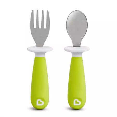 Set forchetta e cucchiaio per bambini Raise, 12 mesi+, Verde, Munchkin