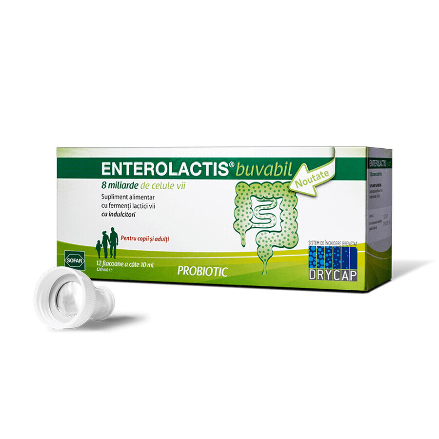 Enterolactis Bevibile, 12 flaconcini x 10 ml, Sofar