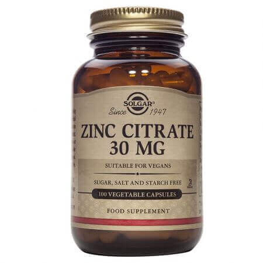Citrato di zinco, 30 mg, 100 capsule, Solgar