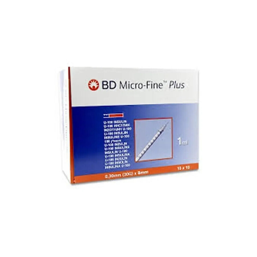 BD Siringa microfine, 0,5 ml, con ago incorporato 30G 0,3x8mm, 320933