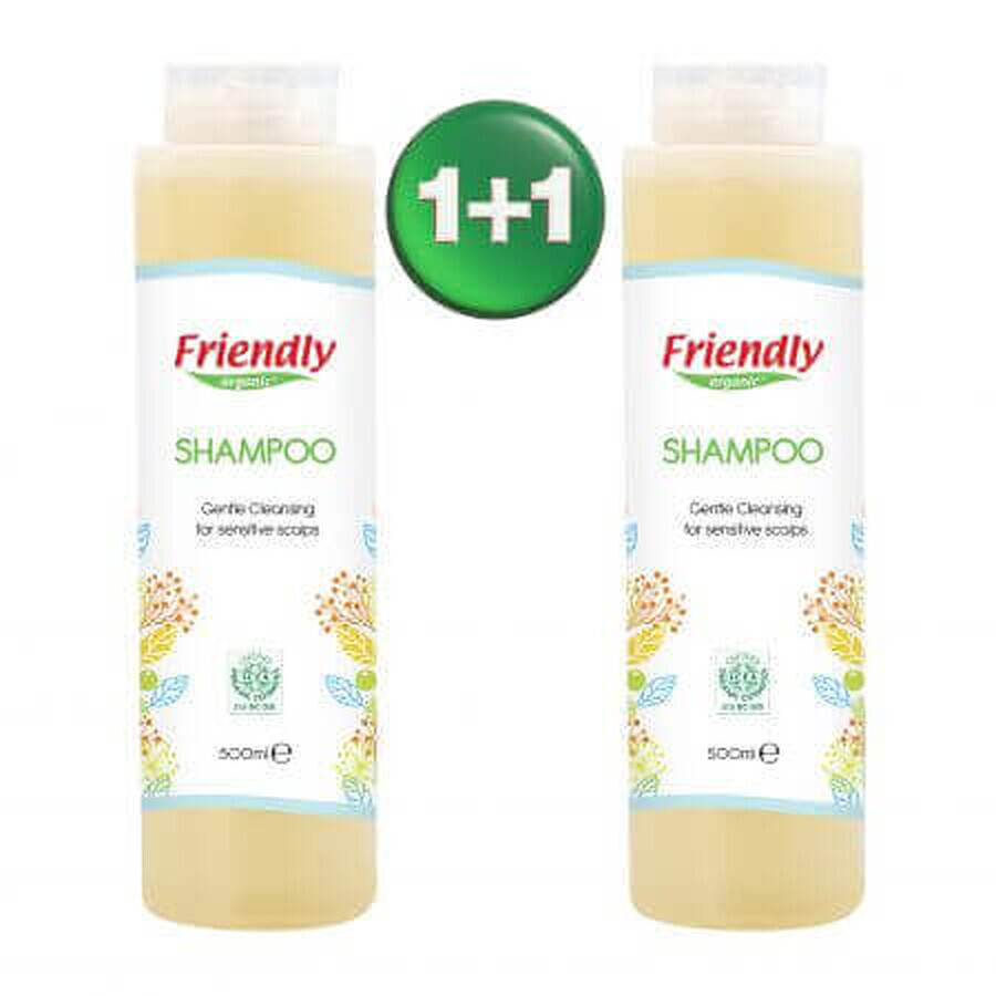 Confezione shampoo per adulti, 500 ml + 500 ml, Friendly Organic