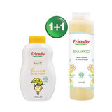 Confezione Shampoo e bagnoschiuma all'avena per neonati 400 ml + Shampoo adulti 500 ml, Friendly Organic