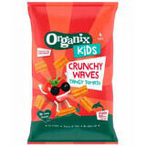 Snack biologico croccante con ceci, mais e pomodorini Crunchy Waves, 3 anni+, 4 x 14 g, Organix Kids